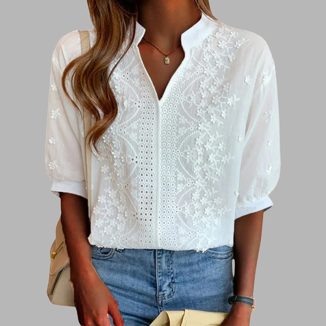 Blouse blanche élégante à manches bouffantes Ella