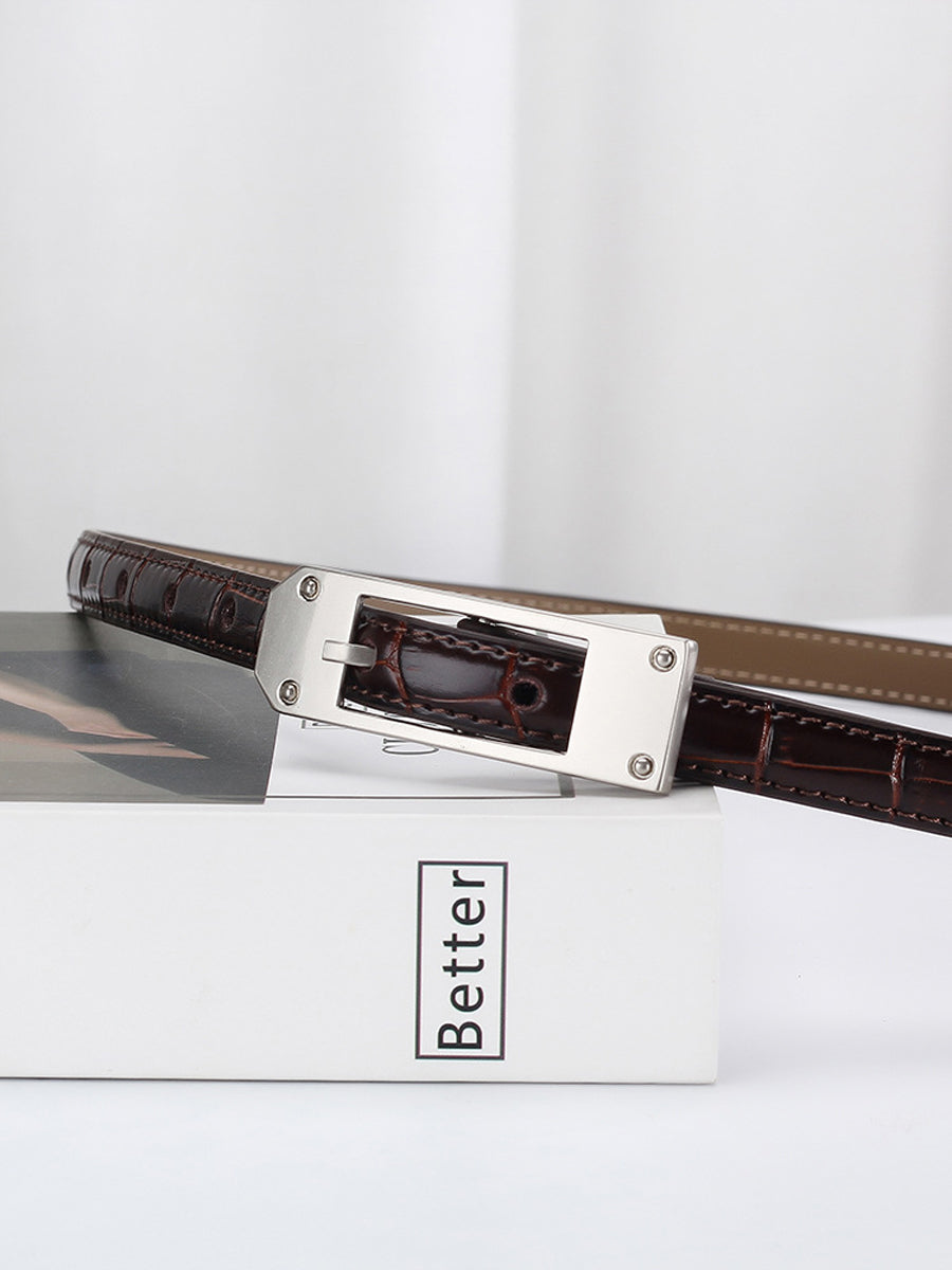 Ceinture fine pour femme tendance en cuir de crocodile