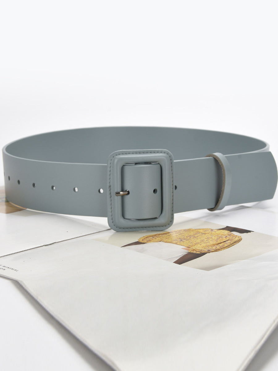 Ceinture tendance pour femme en similicuir uni avec boucle carrée