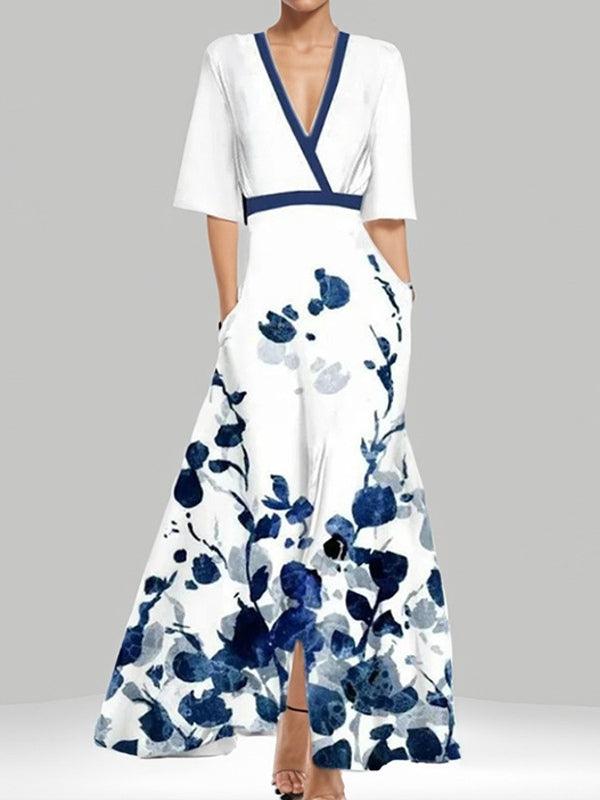 Barbara | Robe longue élégante avec manches 3/4 et style côtier
