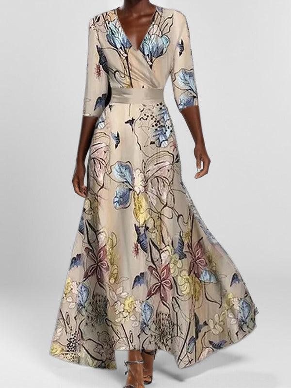 Barbara | Robe longue élégante avec manches 3/4 et style côtier