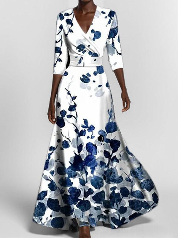 Barbara | Robe longue élégante avec manches 3/4 et style côtier