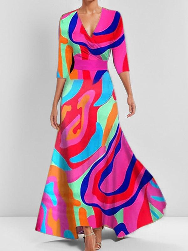 Barbara | Robe longue élégante avec manches 3/4 et style côtier