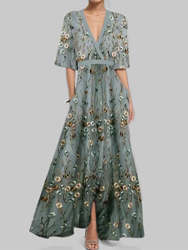 Barbara | Robe longue élégante avec manches 3/4 et style côtier