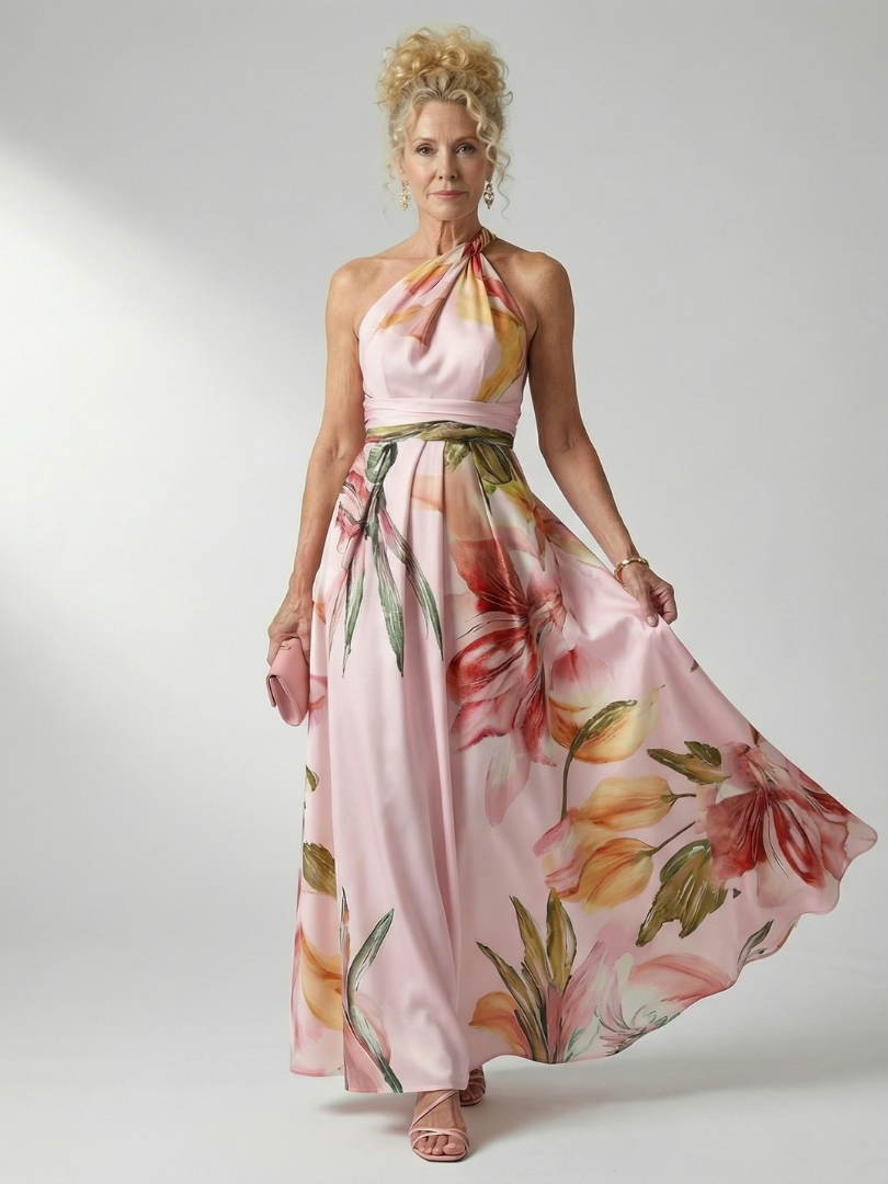Robe longue fluide à imprimé fleuri Amiel