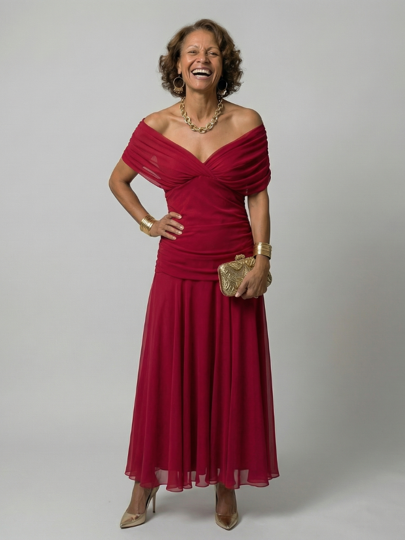 Robe midi décontractée épaules dénudées Calen