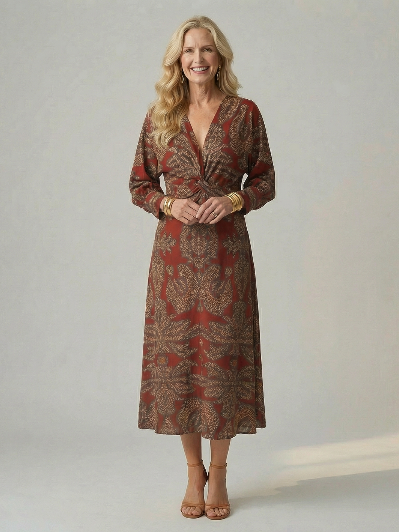 Robe midi cache-cœur naturelle Lune