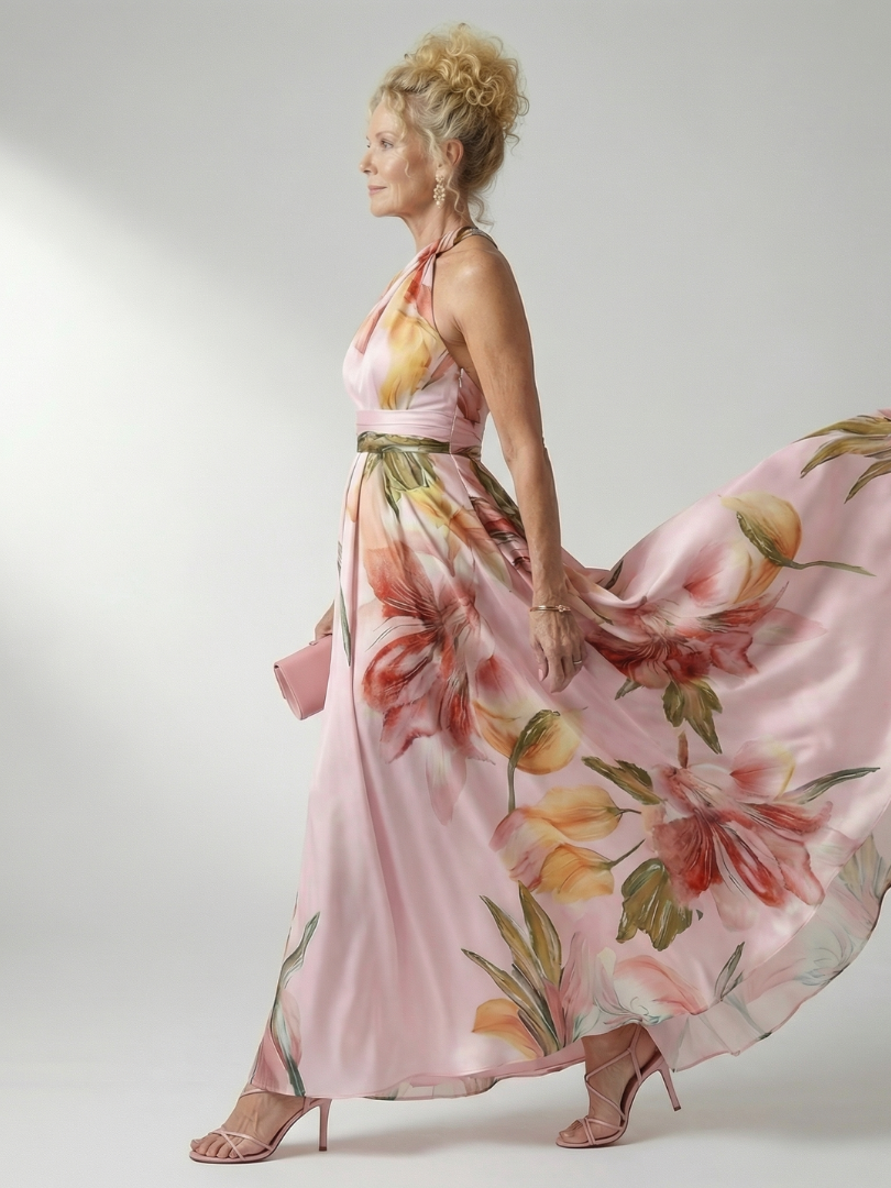 Robe longue fluide à imprimé fleuri Amiel