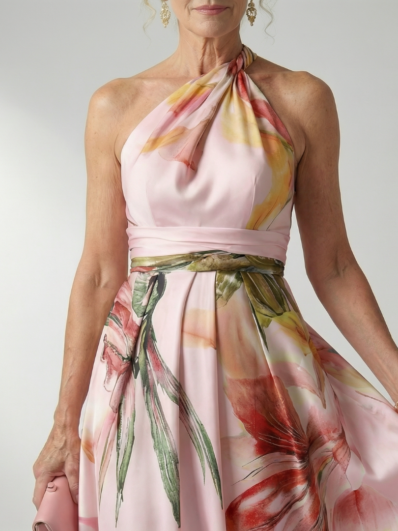 Robe longue fluide à imprimé fleuri Amiel