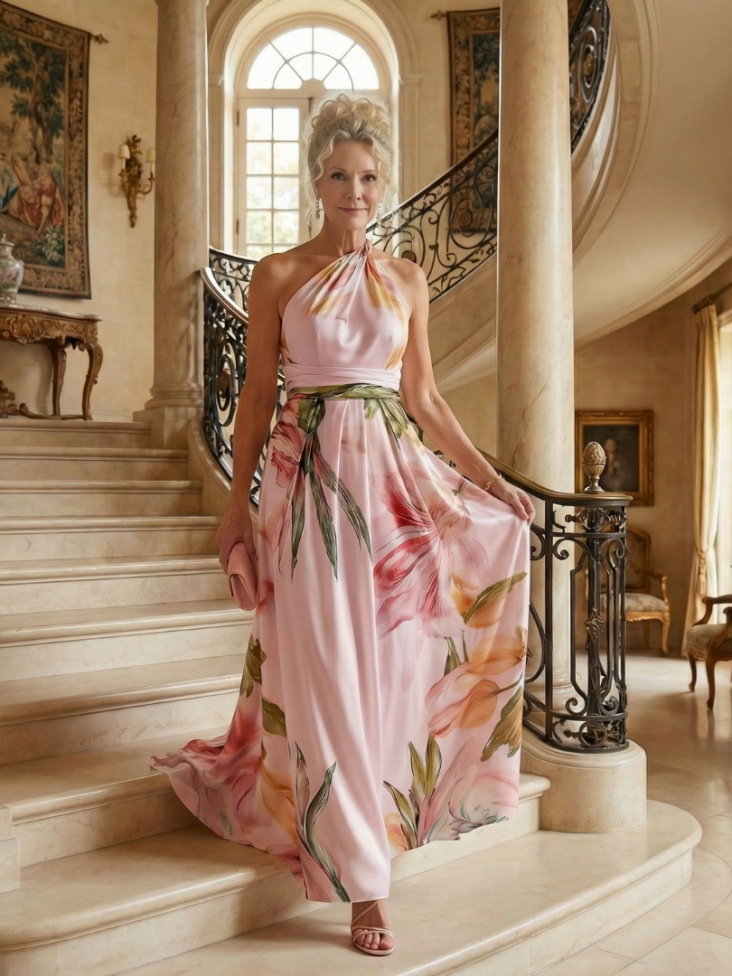 Robe longue fluide à imprimé fleuri Amiel