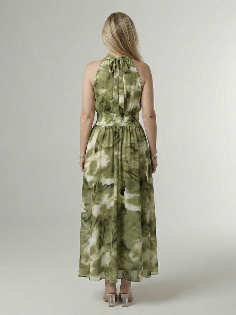 Robe midi Sylin froncée à col halter