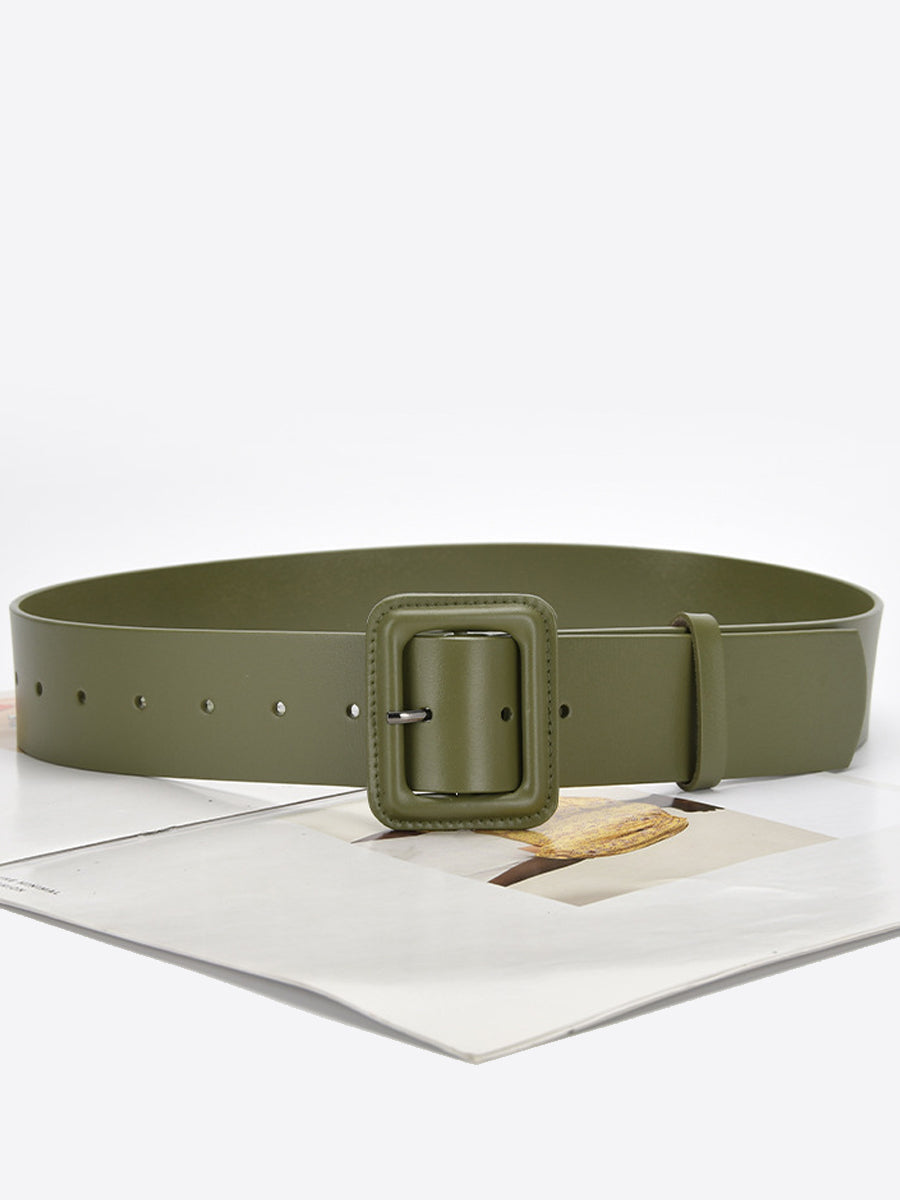 Ceinture tendance pour femme en similicuir uni avec boucle carrée
