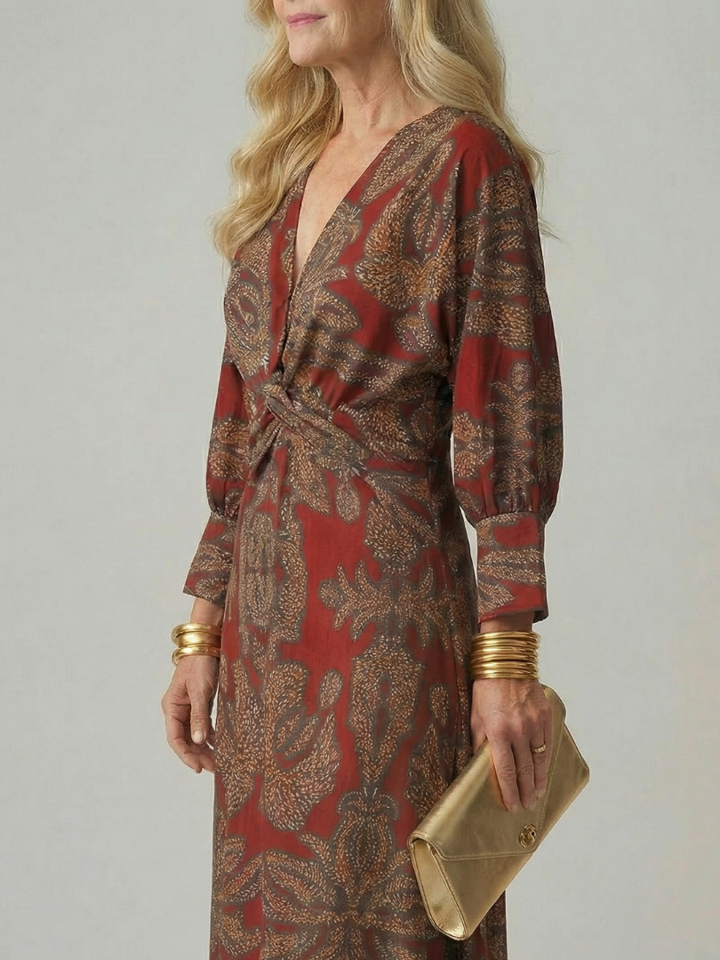 Robe midi cache-cœur naturelle Lune