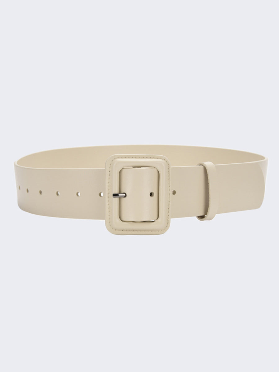 Ceinture tendance pour femme en similicuir uni avec boucle carrée