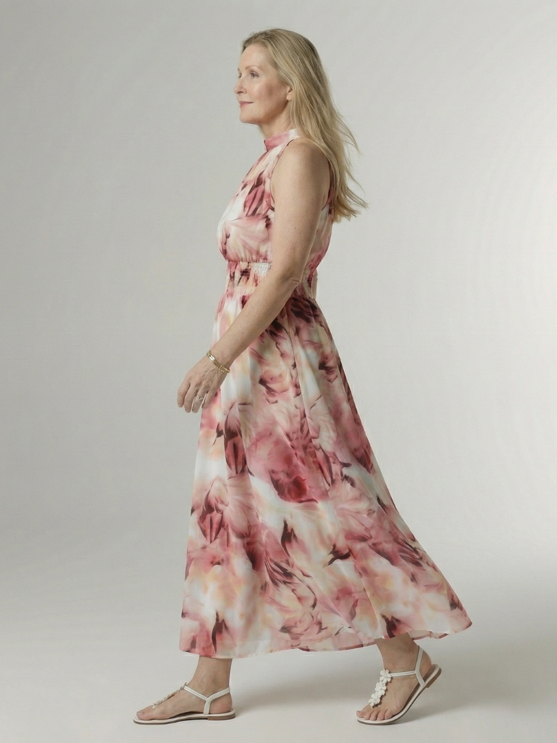 Robe midi Sylin froncée à col halter