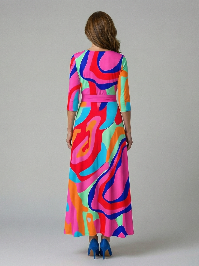 Robe midi cache-cœur à col Celine