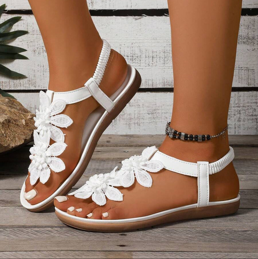 Fiorella Sandalias Ortopédicas con Flores Bordadas