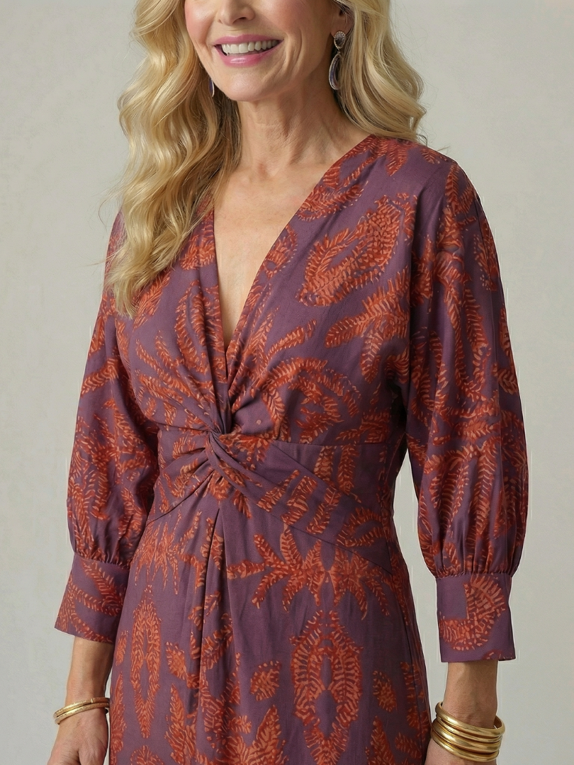 Robe midi cache-cœur naturelle Lune