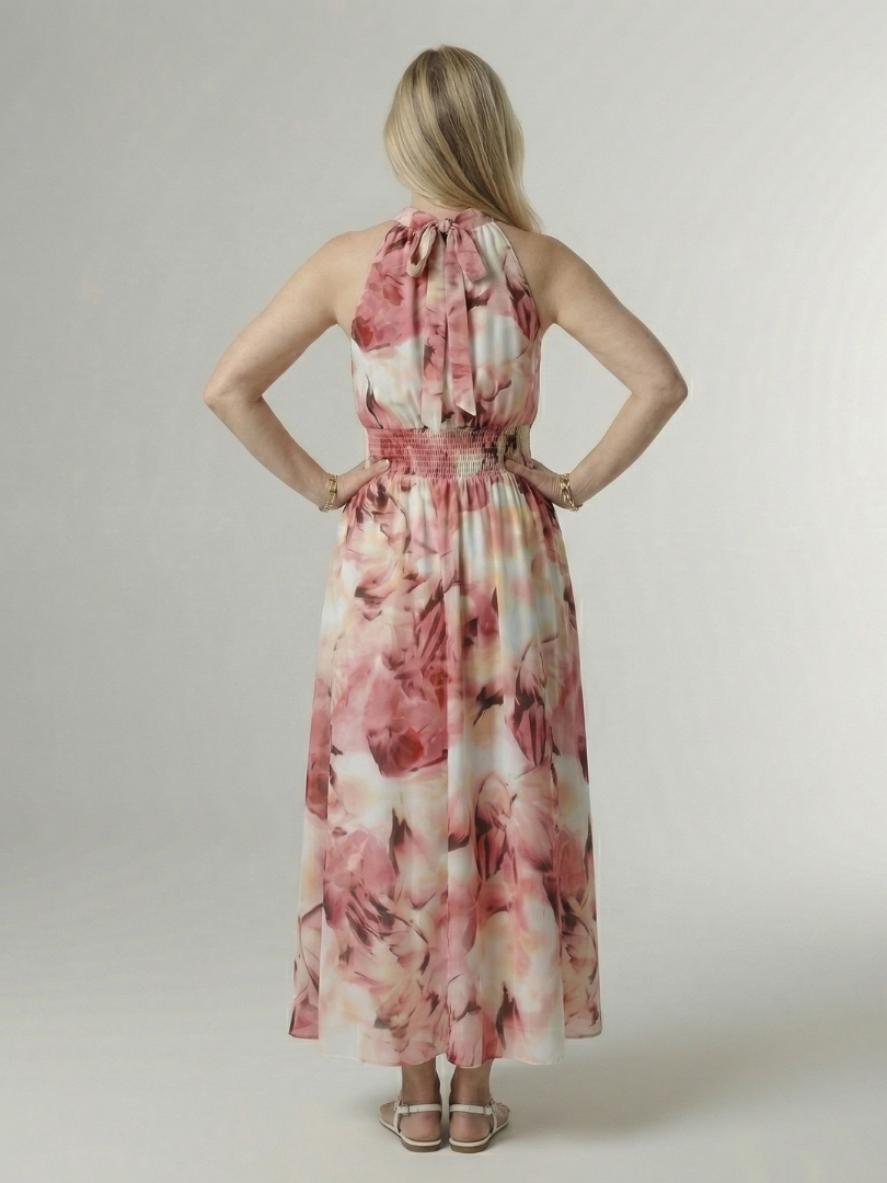 Robe midi Sylin froncée à col halter