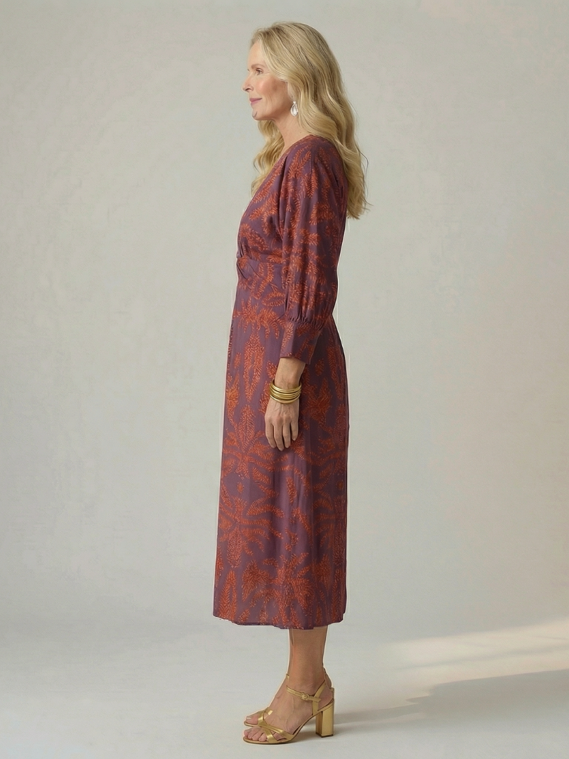 Robe midi cache-cœur naturelle Lune