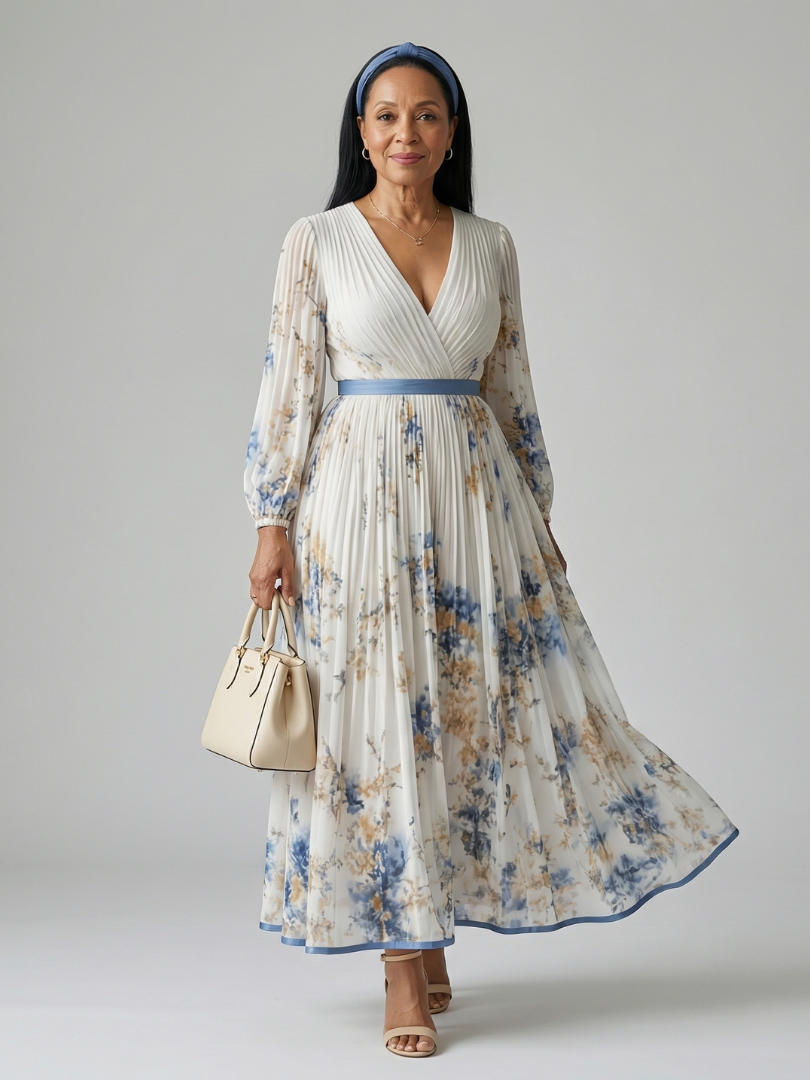 Robe midi plissée cache-cœur Rielle