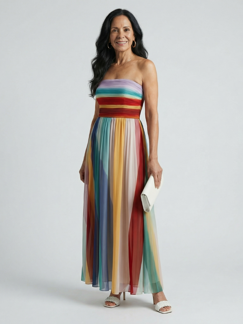 Robe longue à rayures légères Sereine