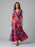 Robe midi cache-cœur à col Celine