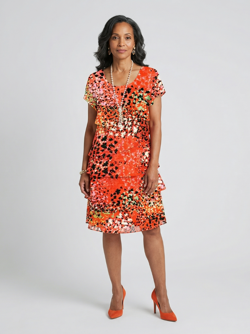 Robe longueur genou à motifs dispersés Evania