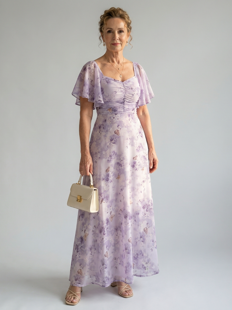 Robe midi Vaelis à manches volantées