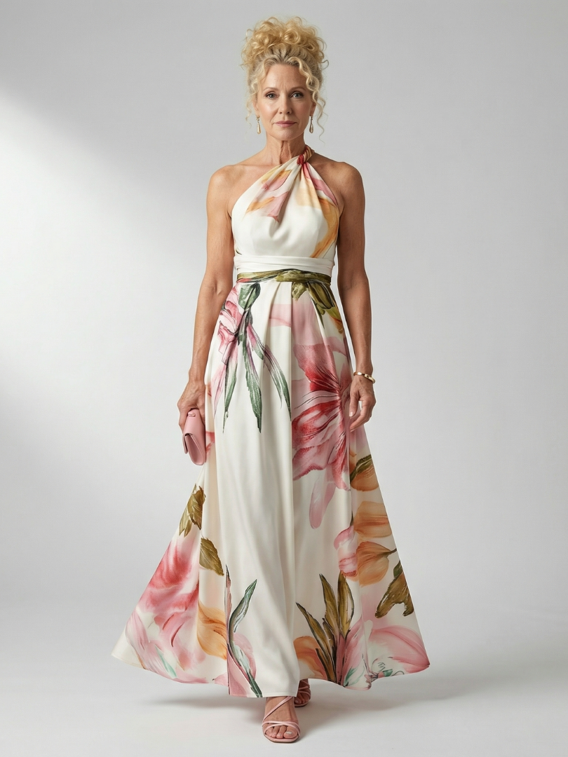 Robe longue fluide à imprimé fleuri Amiel