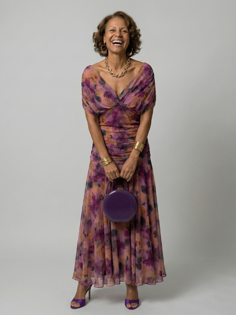 Robe midi décontractée épaules dénudées Calen