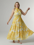 Robe midi Sylin froncée à col halter