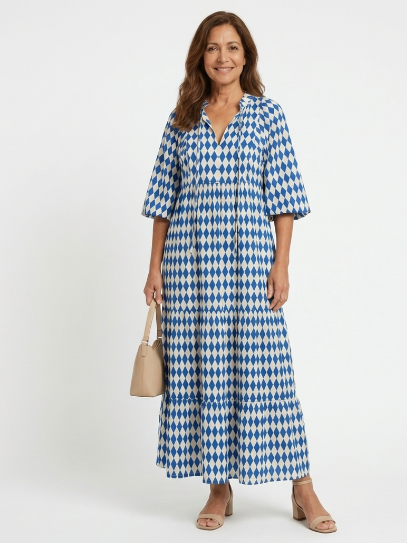 Robe Midi à Imprimé Diamant Elodie