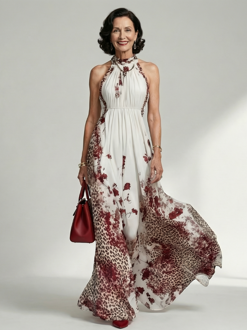 Robe longue plissée blanche Orlune
