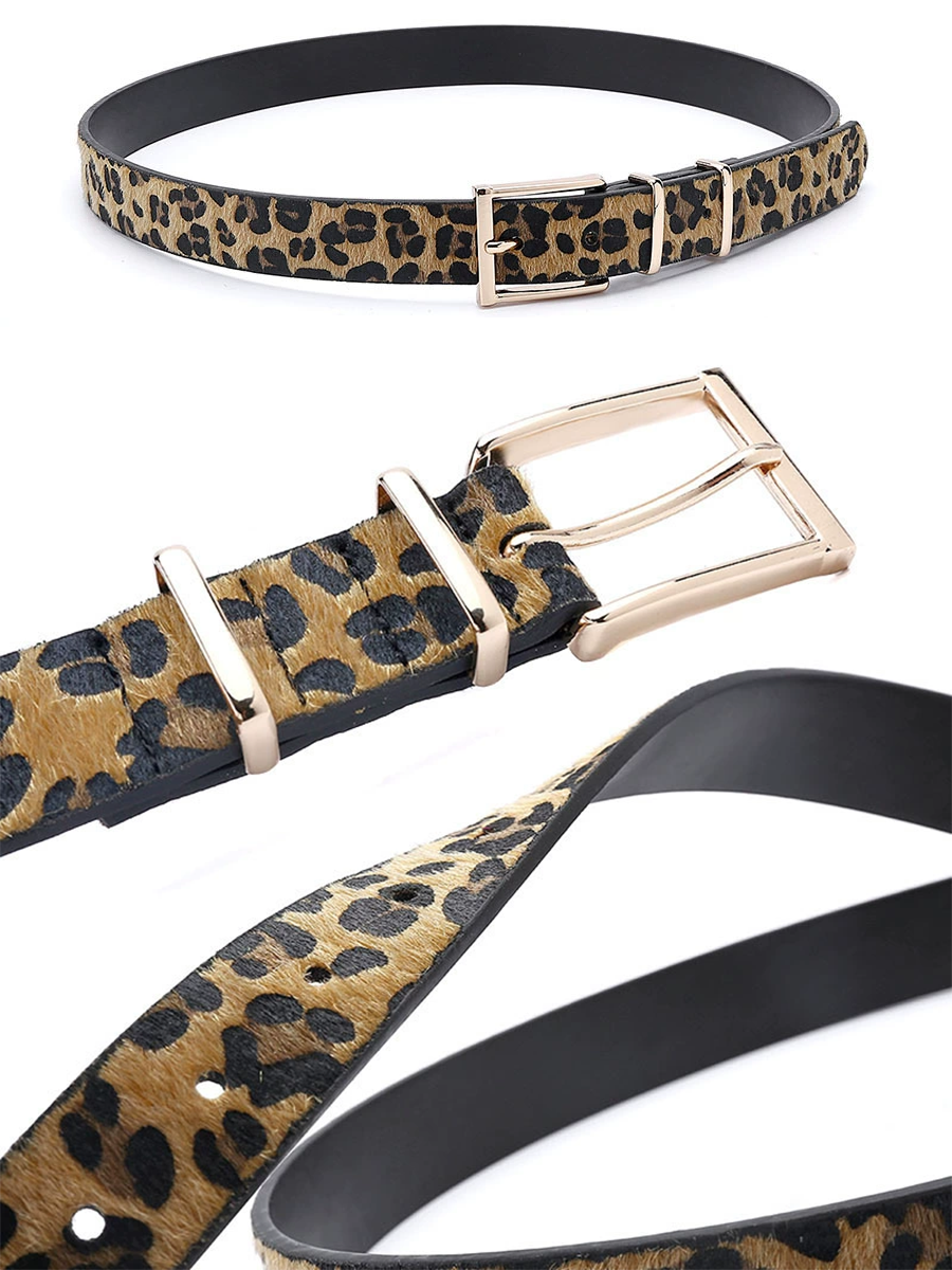 Cinturón de Mujer Creativo con Estampado de Leopardo en Pelo de Potro