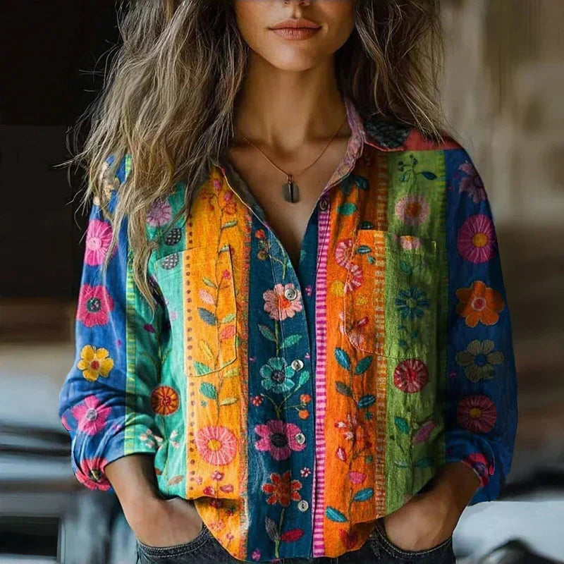 Blusa Retro Estampado Floral Nanna