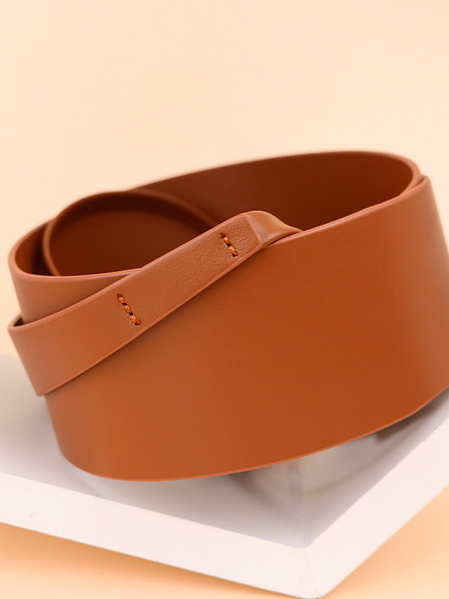 Ceinture Large Femme Tendance en Similicuir avec Nœud