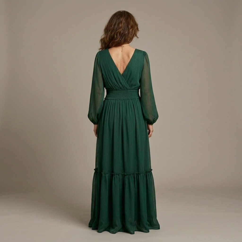 Maria - Robe en mousseline avec col en V