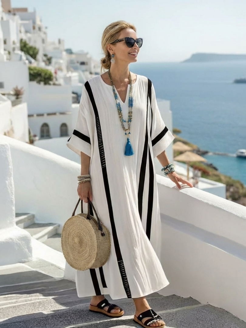 Robe Maxi à Manches Courtes Elvienne