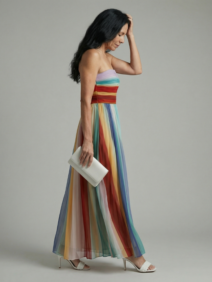 Robe longue à rayures légères Sereine