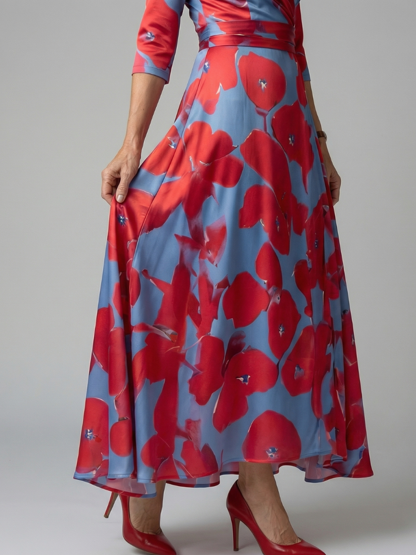 Robe midi cache-cœur à col Celine