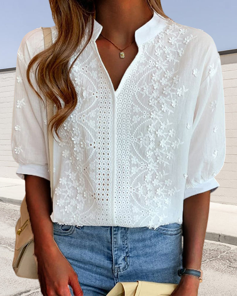 Blouse blanche élégante à manches bouffantes Ella
