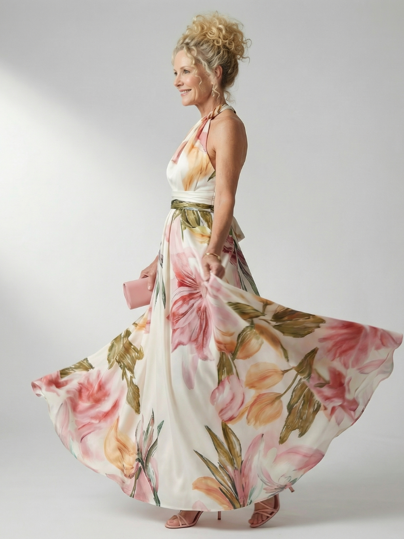 Robe longue fluide à imprimé fleuri Amiel