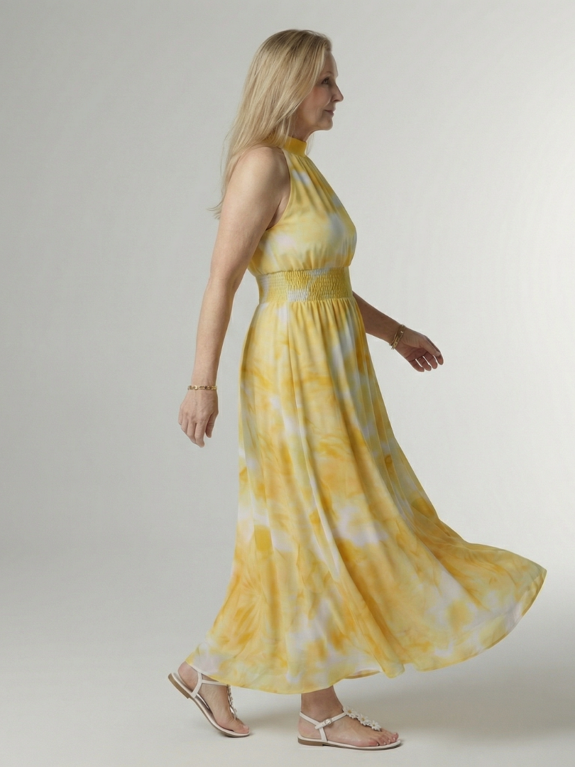 Robe midi Sylin froncée à col halter