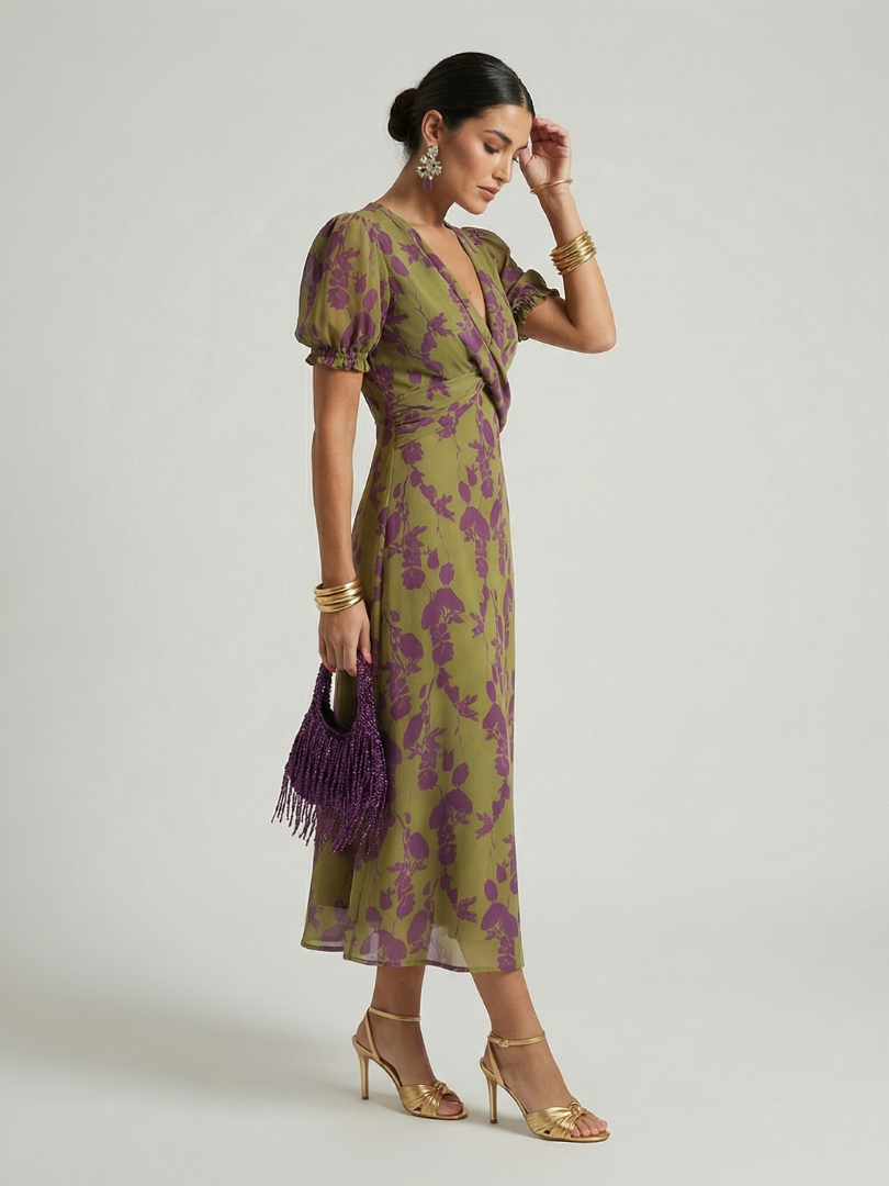 Robe midi florale décontractée Virel