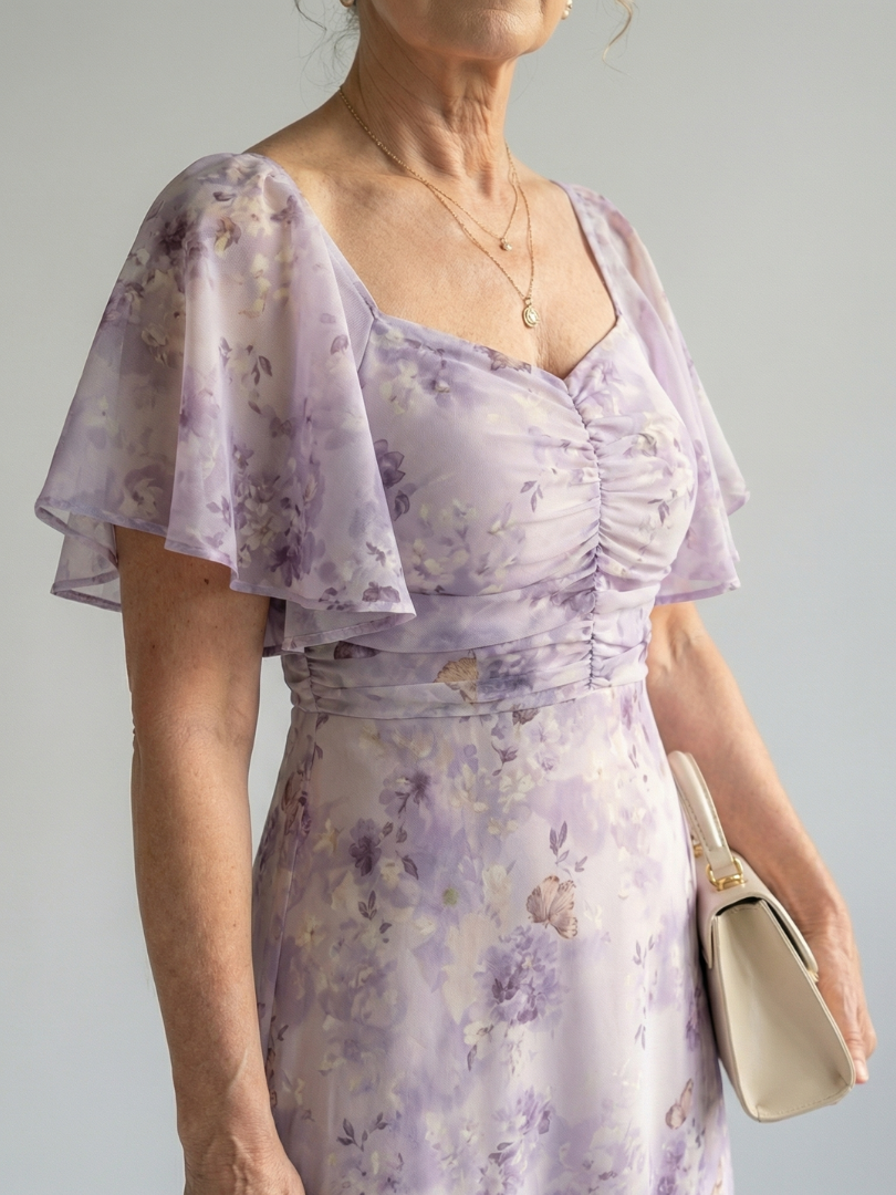 Robe midi Vaelis à manches volantées