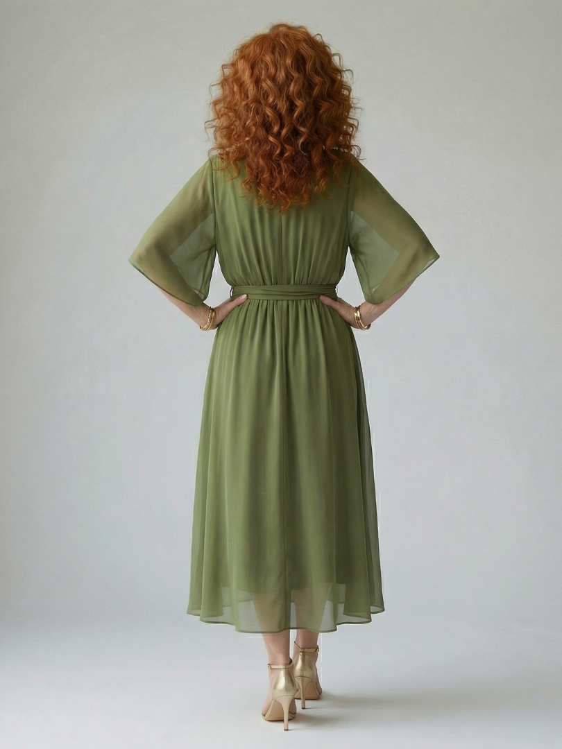 Robe midi drapée Elric