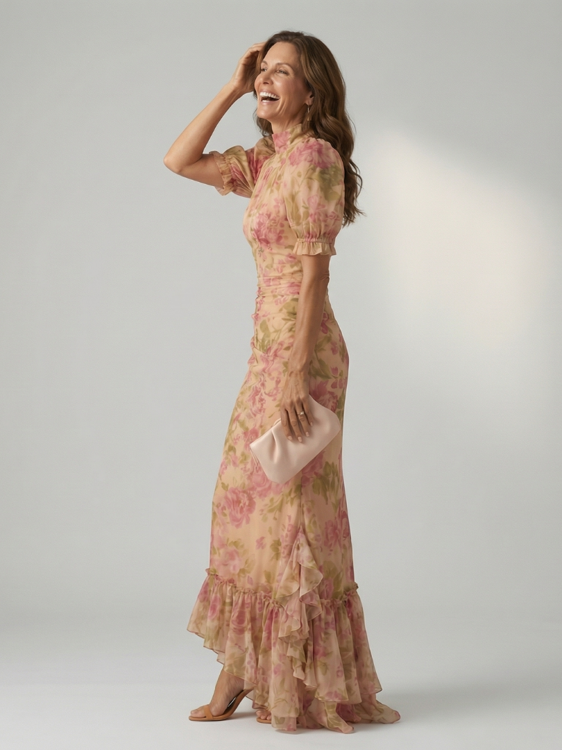 Robe longue à col montant doux Vianne
