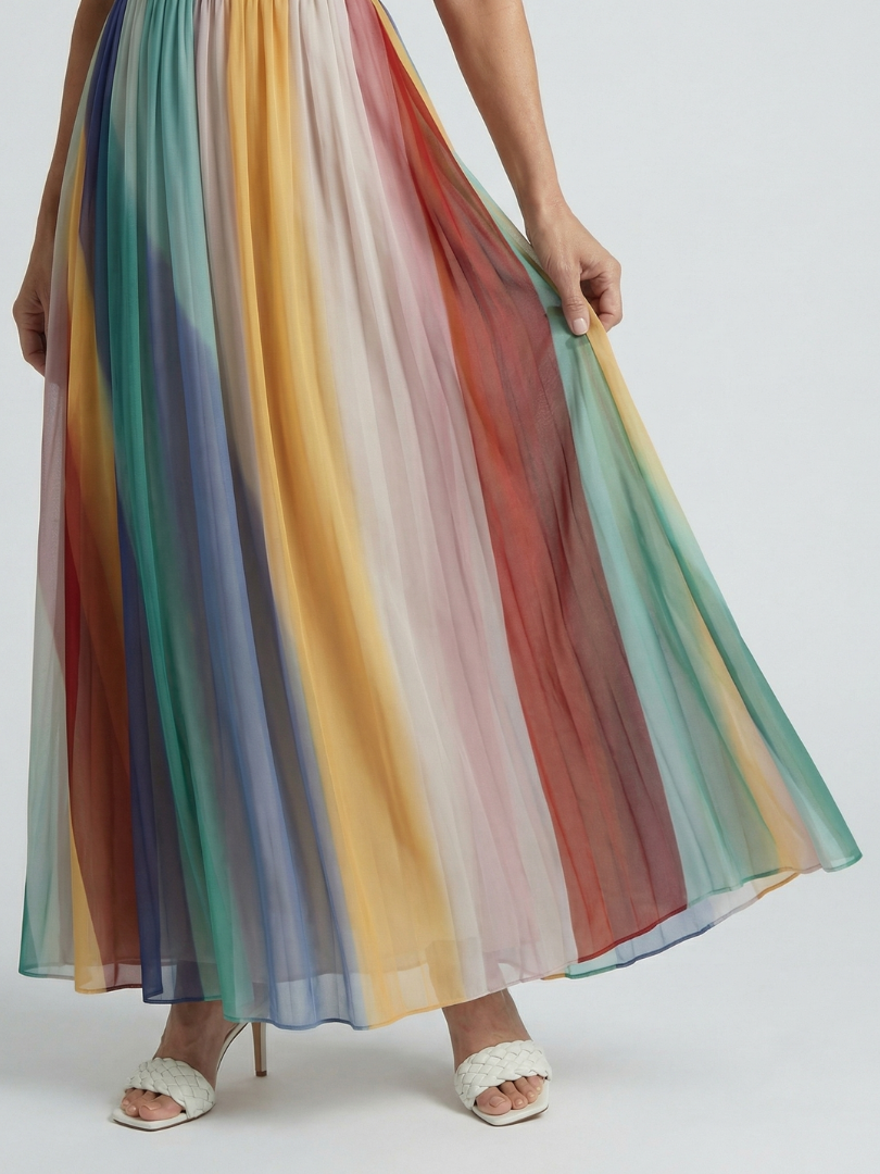 Robe longue à rayures légères Sereine