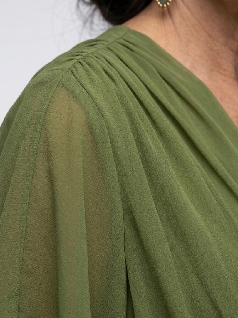 Robe Midi Drapée à Encolure Elysia